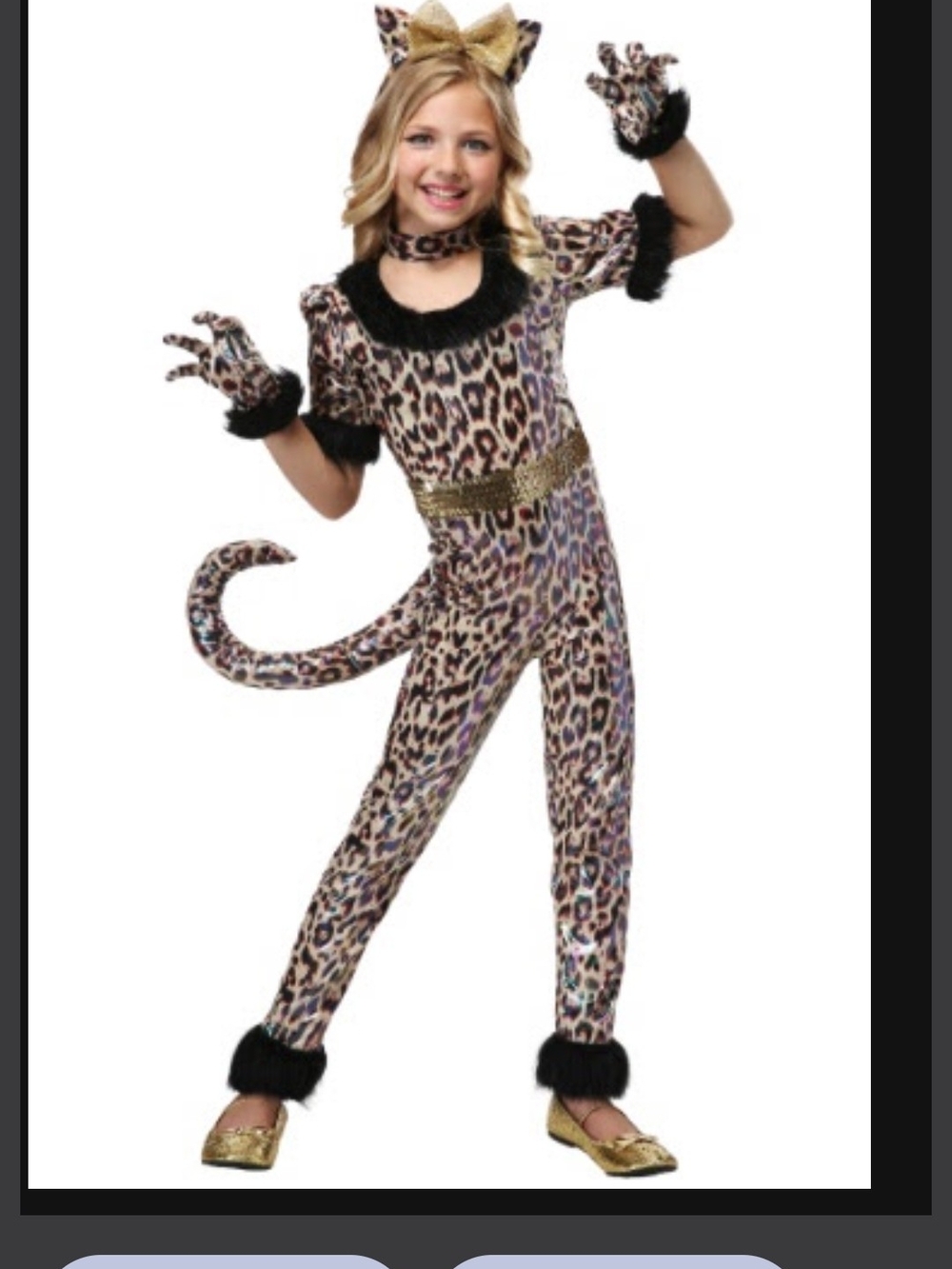 Girls Leopard Print Jumpsuit Costume - Gold Accent